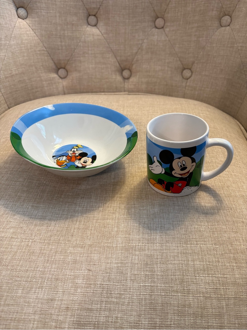 Disney Child's Mug and Bowl Set Mickey Mouse and Friends
